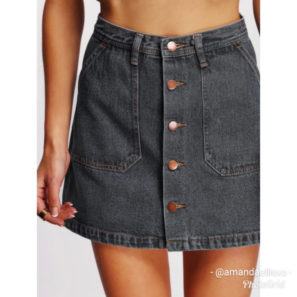 Button Up A Line Denim Skirt